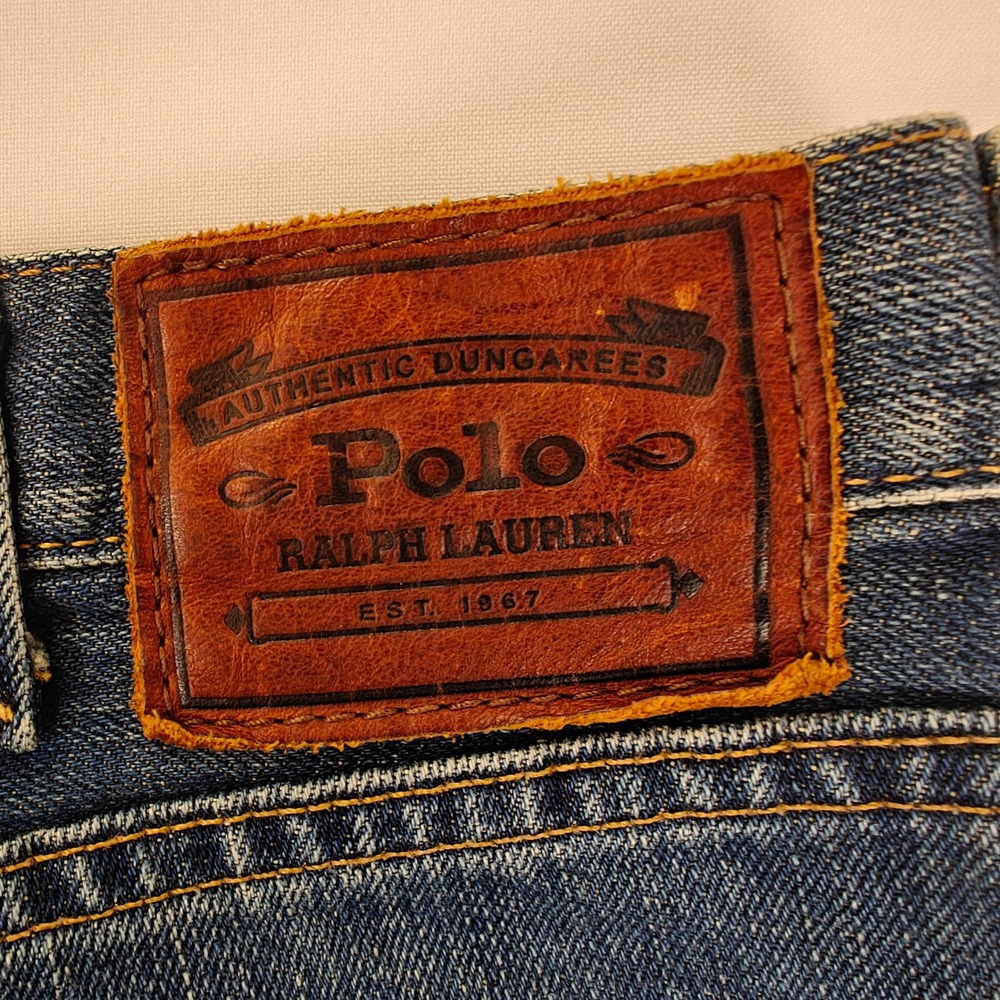 Polo Ralph Lauren Authentic Dungarees Mens 38x34 Blue Denim Straight Leg Jeans